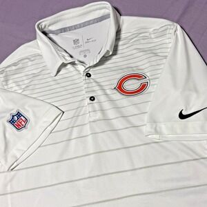 Nike Dri Fit Chicago Bears White Polo Shirt On Field Apparel Men's Size Medium